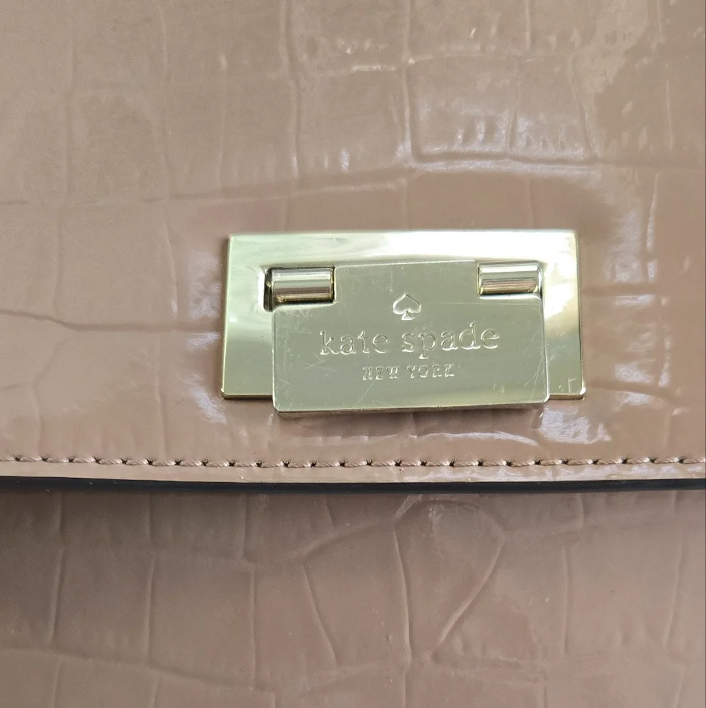 KATE SPADE New York Knightsbridge Croco Leather Doris Satchel, Rose Water NEW